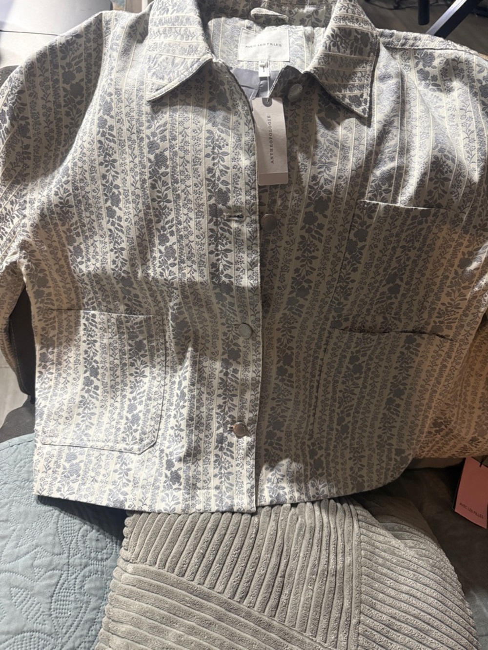 Anthropologie  Avec Les Filled 
Floral Stripe Button-Up Jacket- New w/ tags